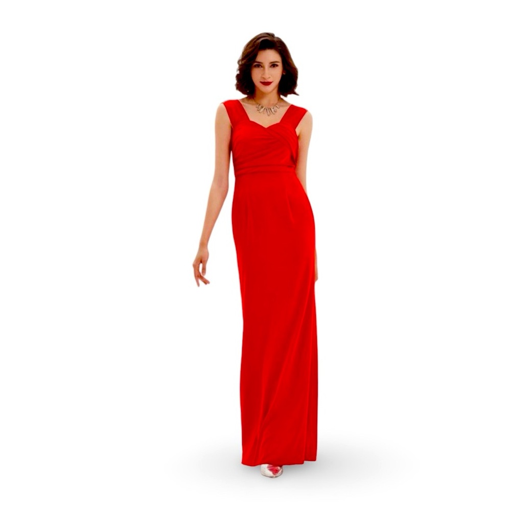 Social Bridesmaids Vibrant Red V-Neck Maxi Gown